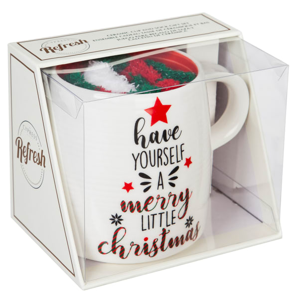 EVERGREEN ENTERPRISES Merry Little Christmas Ceramic Cup/Socks Gift Set