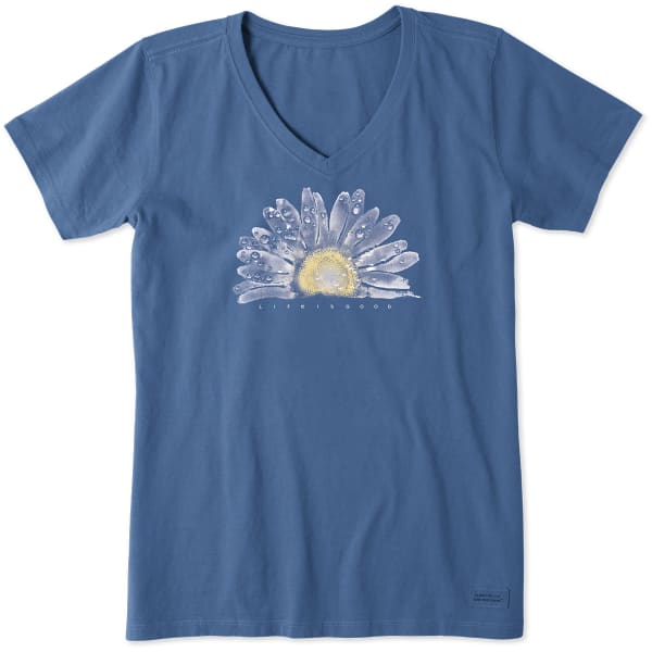 LIFE IS GOOD Women's V-Neck Watercolor Daisy Tee