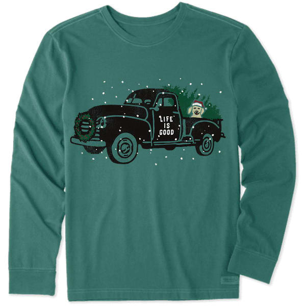 LIFE IS GOOD Men's Holiday Truck Long-Sleeve Crusher Tee