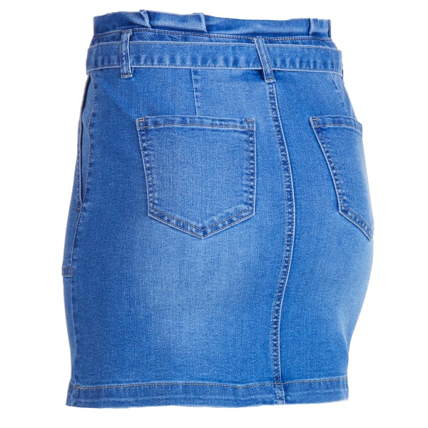 BLUE SPICE Juniors' Denim Self Belted Paperbag Skirt