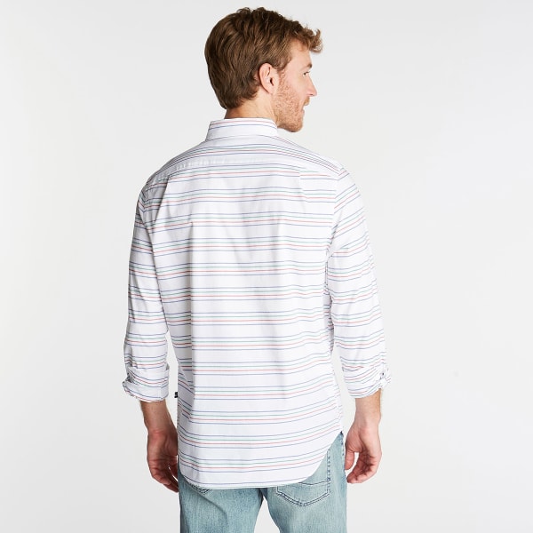 NAUTICA Men's Long-Sleeve Horizontal Stripe Stretch Popllin Shirt