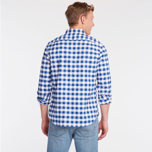 NAUTICA Men's Long-Sleeve Cotton Plaid Stretch Popllin Shirt