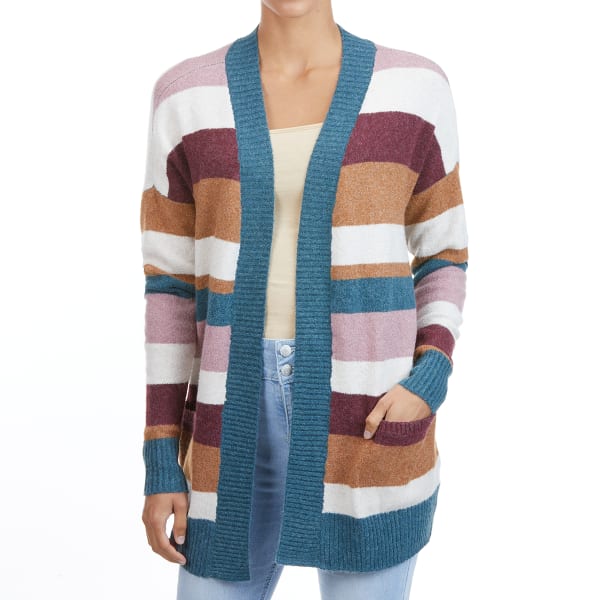 PINK ROSE Juniors' Open Stripe Cardigan