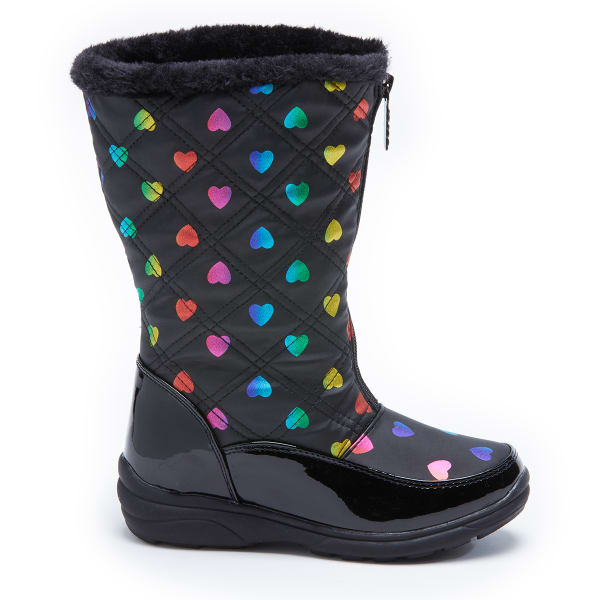 TOTES Little Girls' Rainbow with Hearts Waterproof Insulated Storm Boots