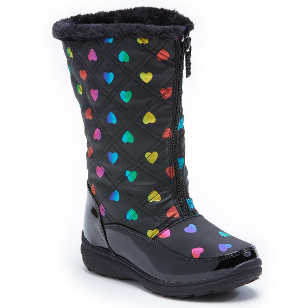 TOTES Little Girls' Rainbow with Hearts Waterproof Insulated Storm Boots