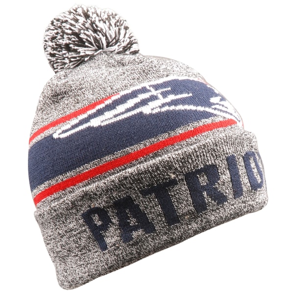 NEW ENGLAND PATRIOTS Men's Stripe Beanie with Pom