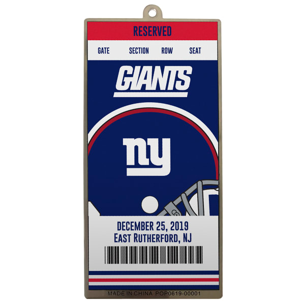 NEW YORK GIANTS Metal Ticket Ornament