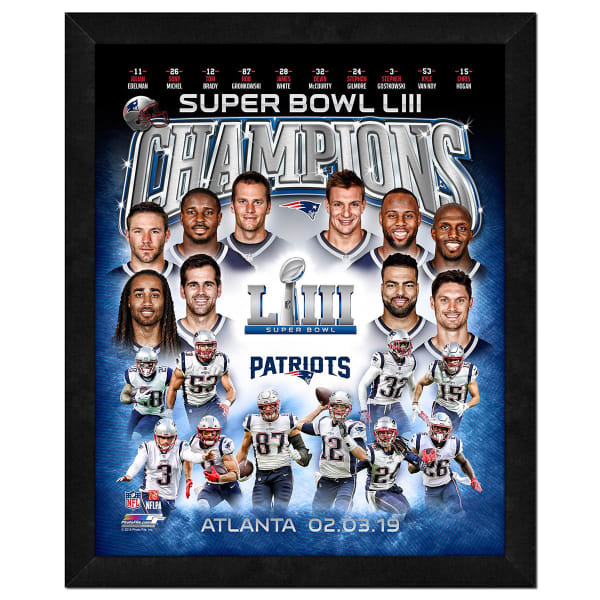 New England Patriots Super Bowl LIII Champions 12 x 15