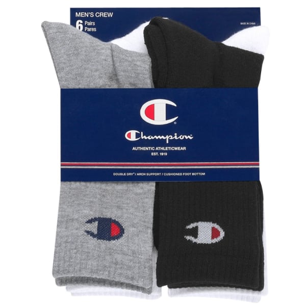 CHAMPION Men's Logo Crew Socks, 6-Pack - Bob’s Stores