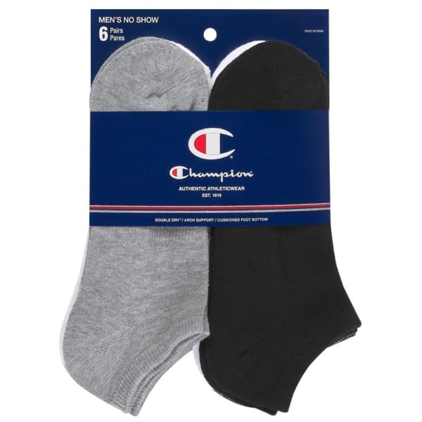 CHAMPION Men's Logo No-Show Socks, 6-Pack