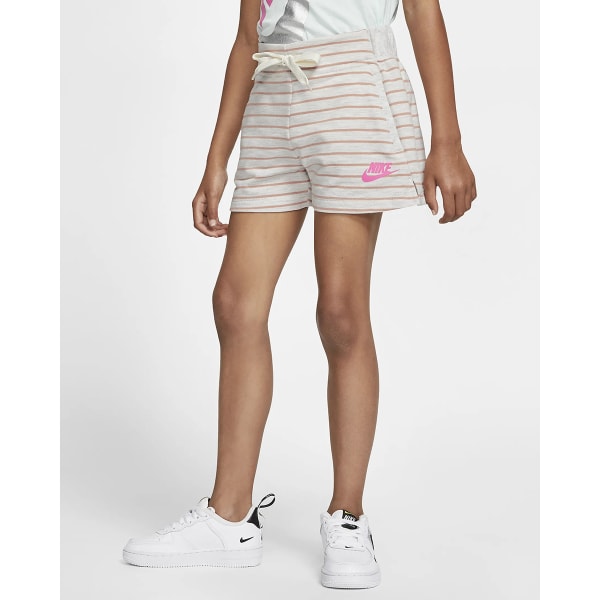 NIKE Girls' Striped Sportswear Shorts