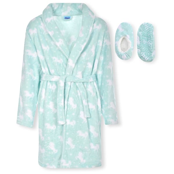 CLOUD NINE Girls' Fleece Robe with Slippers