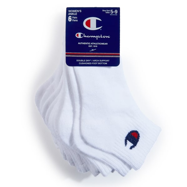 CHAMPION Women's Ankle Socks, 6 Pack