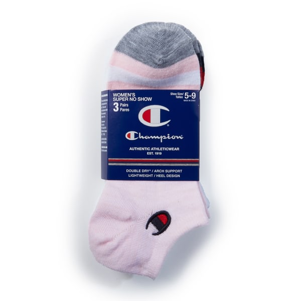 CHAMPION Women's Super No Show Socks, 3 Pack