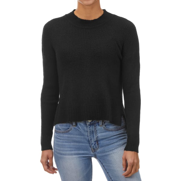 AMBIANCE Juniors' Hi-Low Cropped Mockneck Sweater