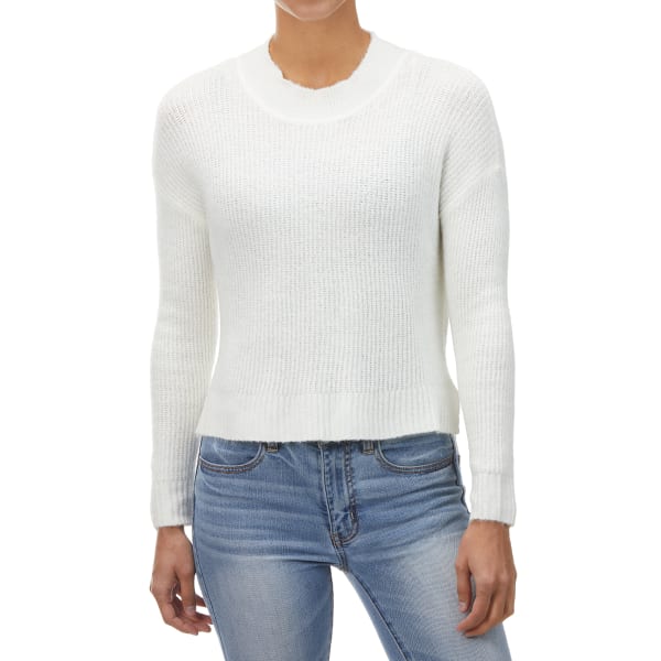 AMBIANCE Juniors' Hi-Low Cropped Mockneck Sweater