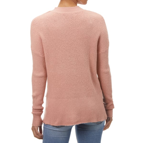 AMBIANCE Juniors' Hi-Low Cropped Mockneck Sweater