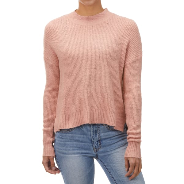 AMBIANCE Juniors' Hi-Low Cropped Mockneck Sweater