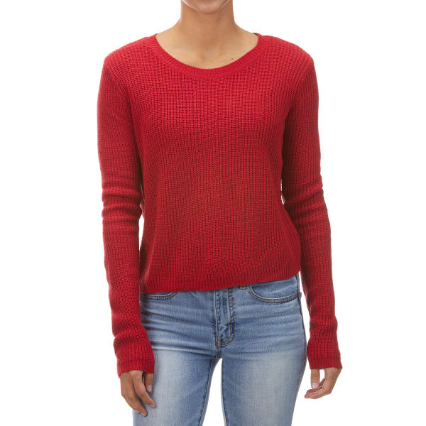 AMBIANCE Juniors' Lace-Up Back Sweater