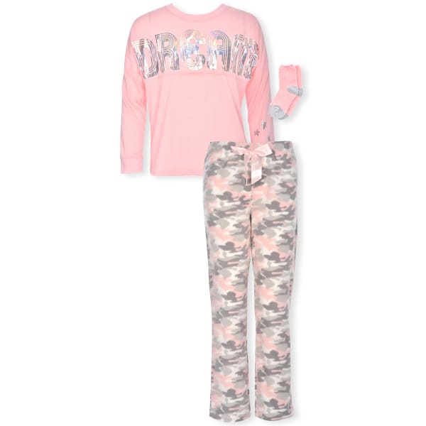 CLOUD NINE Girls' 3 Piece Minky Pajama Set with Socks