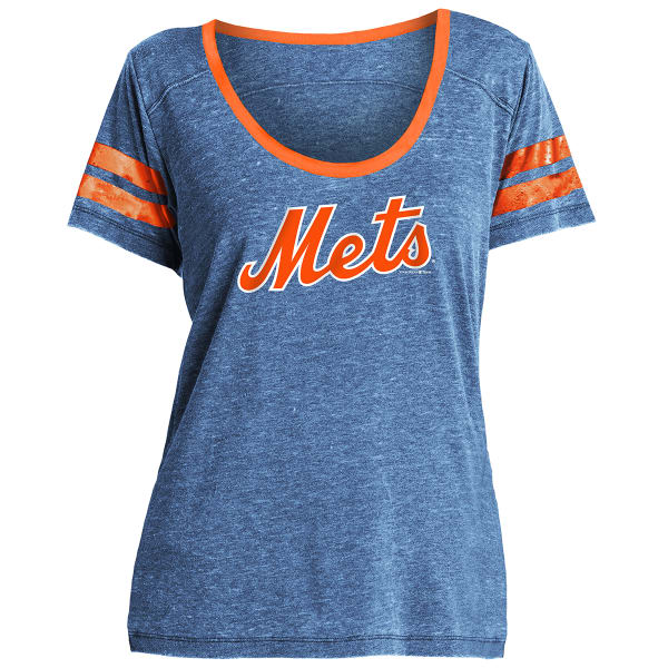 NEW YORK METS Women's Short-Sleeve Burnout Wash Crew-Neck Tee