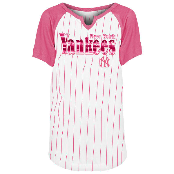 NEW YORK YANKEES Girls' Pinstripe V-Neck Jersey