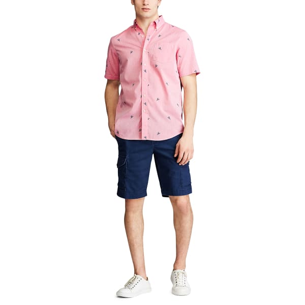 CHAPS Men's Lobster Print Short-Sleeve Woven Shirt