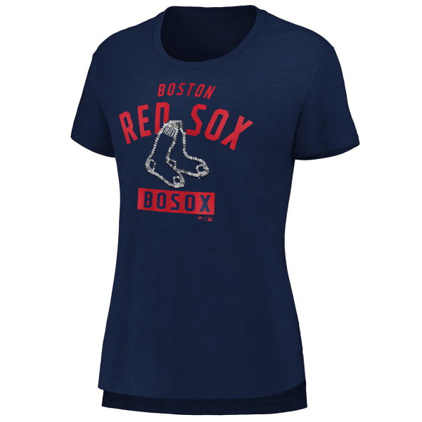 BOSTON RED SOX Women's Short-Sleeve Iconic Sequin Crew-Neck Tee