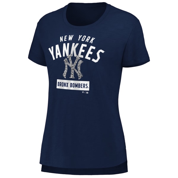 NEW YORK YANKEES Women's Iconic Cotton Slub Sequin Short-Sleeve Crew Tee