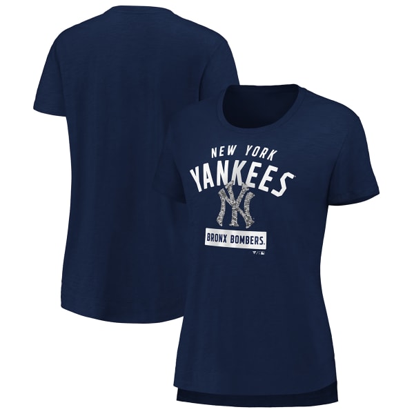 NEW YORK YANKEES Women's Iconic Cotton Slub Sequin Short-Sleeve Crew Tee