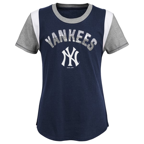 NEW YORK YANKEES Girls' Totally Sequin Short-Sleeve Tee