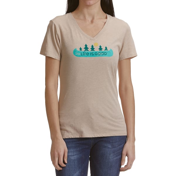 LIFE IS GOOD Women's Canoe Landscape V-Neck Tee