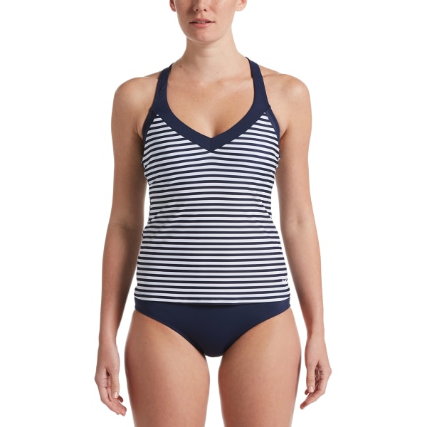 NIKE Women's Laser Stripe Tankini Swimsuit Top