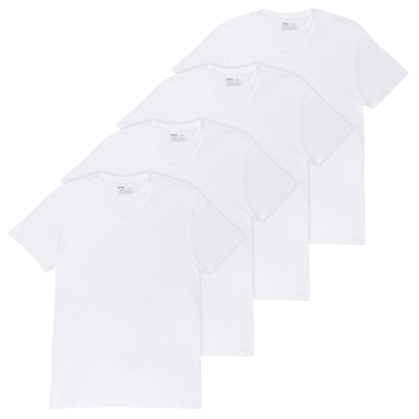 CHAPS Men's Essentials V-Neck Short-Sleeve Tee, 4 Pack