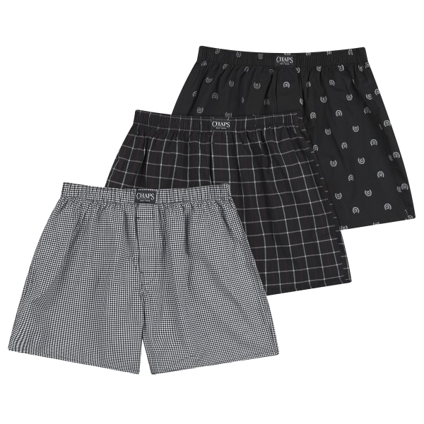 CHAPS Men's Essential Woven Boxers, 3 Pack