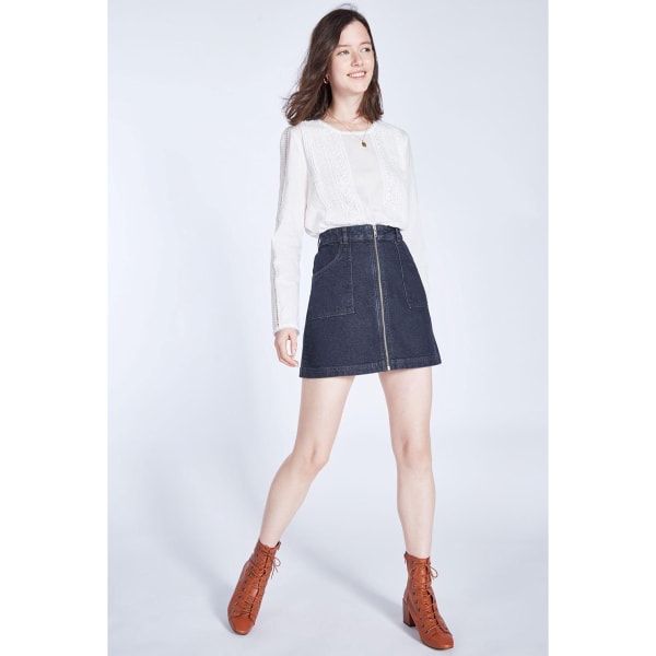 JACK WILLS Women's Chartham Full Zip Denim Skirt