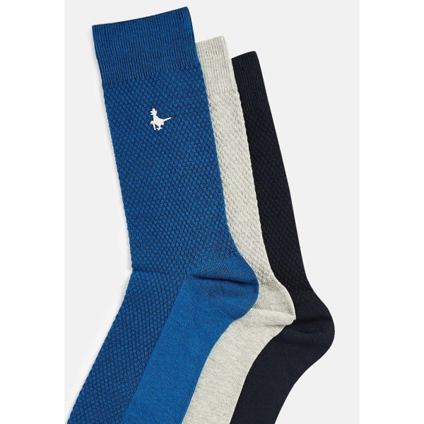 JACK WILLS Men's Crosslands Waffle Stitch Socks, 3 Pack