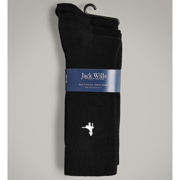 JACK WILLS Men's Meadowcroft Plain Rib Socks, 3 Pack