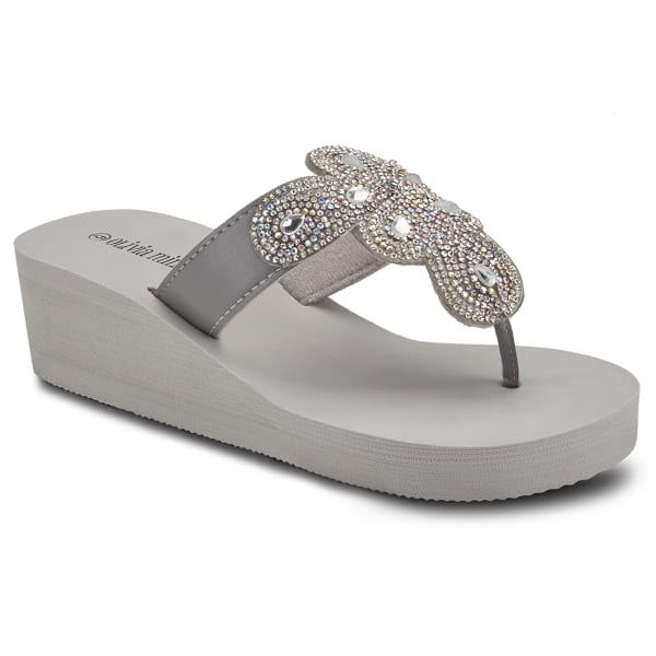 OLIVIA MILLER Women's Rhinestone Obsessed Wedge Sandals