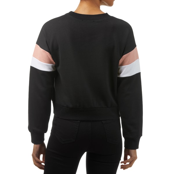 AMBIANCE Juniors' Color Block Cropped Crew Neck Sweatshirt