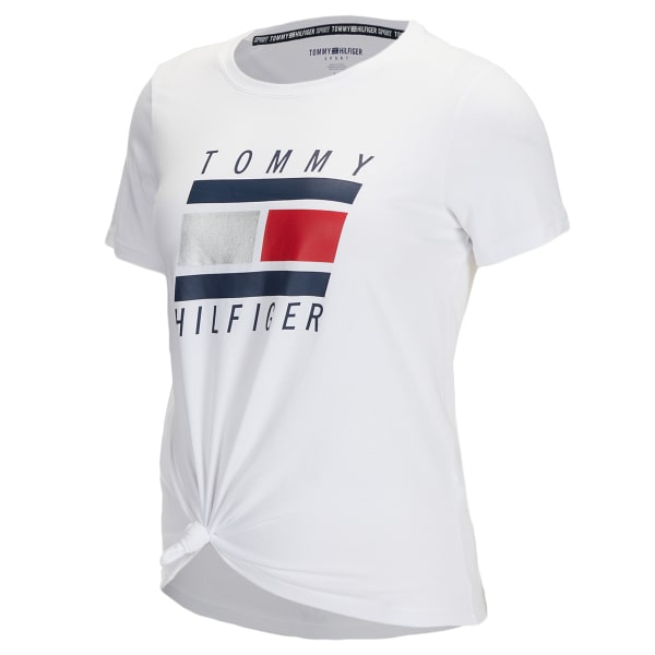 TOMMY HILFIGER Women's Logo Knot Front Tee