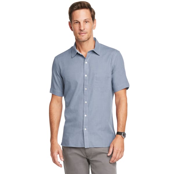 VAN HEUSEN Men's Never Tuck Slim Fit Short-Sleeve Button-Down