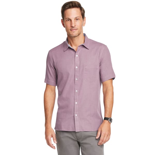 VAN HEUSEN Men's Never Tuck Slim Fit Short-Sleeve Button-Down