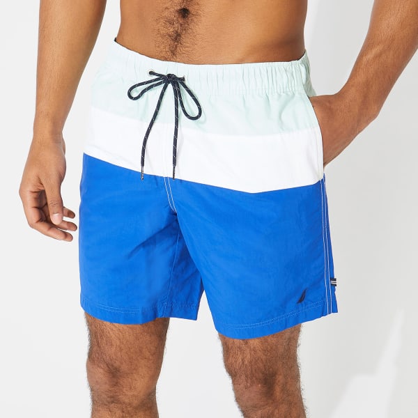 NAUTICA Men's Tri-Block Quick-Dry Swim Trunks