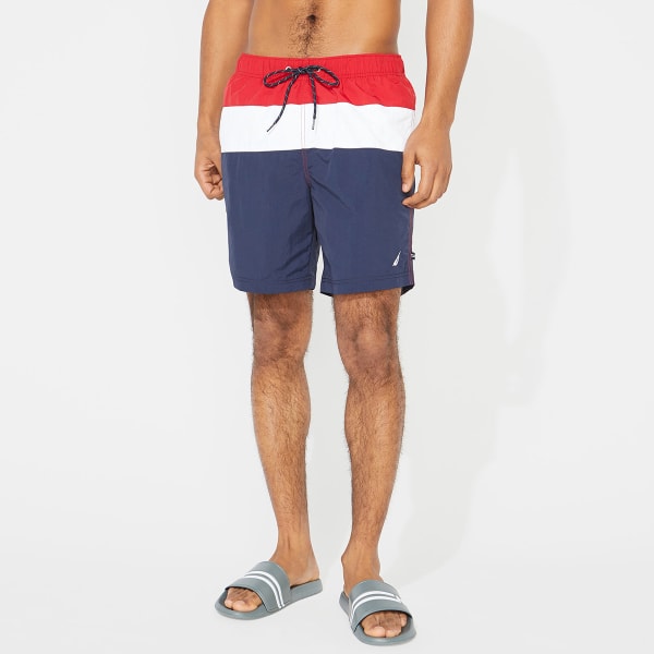 NAUTICA Men's Tri-Block Quick-Dry Swim Trunks