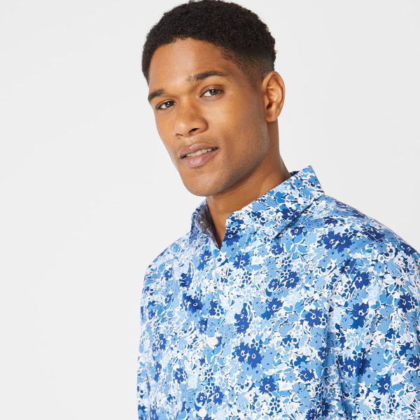 NAUTICA Men's NavTech Print Button Down Long-Sleeve Shirt