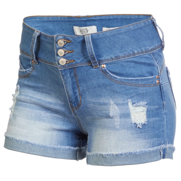 YMI Juniors' Mid-Rise 3-Button Cuffed Hem Denim Shorts - Bob’s Stores