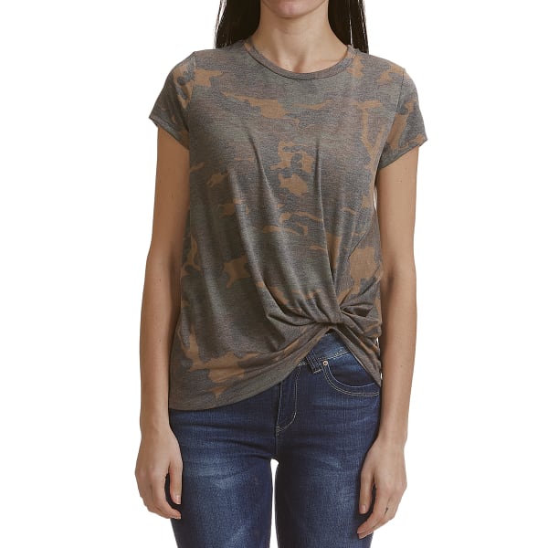 FEMME Women's Camo Side-Tie Short-Sleeve Tee