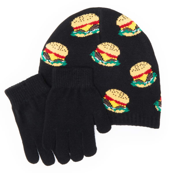 NOLAN Boys' Cheeseburger Print Hat n Glove Set