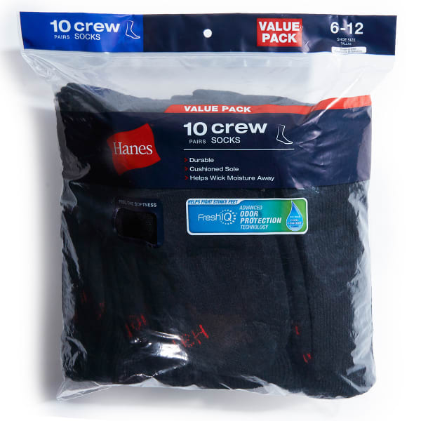 HANES Men's Crew Socks, 10 Pack